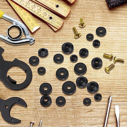 106 PCS Faucet Washer Assortment Kit with Assorted Flat and Beveled Rubber Washers for Outdoor Garden Faucet Stem Leak Worn Replacement Repair